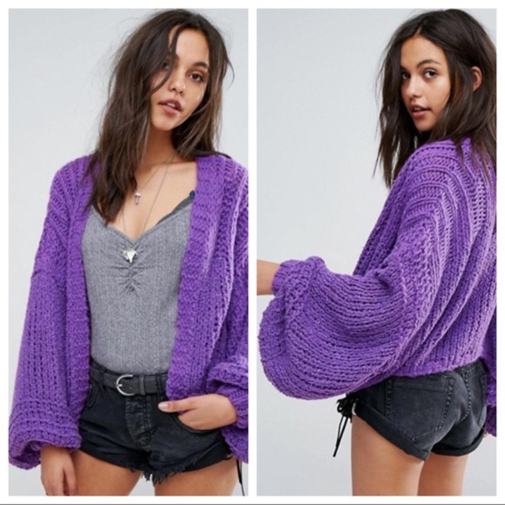 Free People Camomile Balloon Sleeve Cardigan